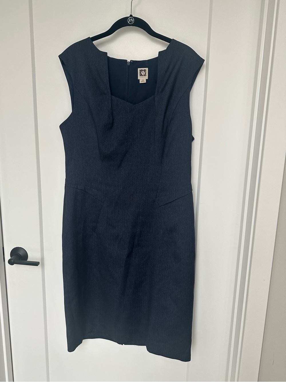 Anne Klein Navy Sheath Dress Size 14 Career Office Minimalist Midi